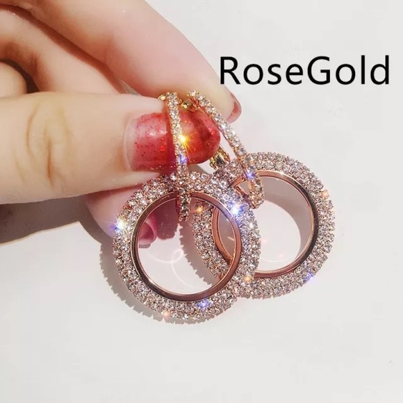 Jewelry - Tianna Crystal Circle Hoops Rose Gold